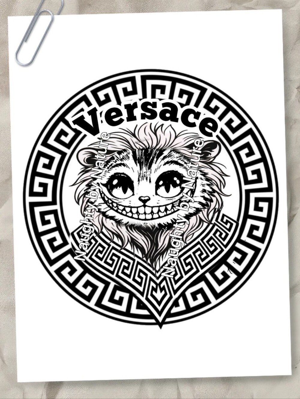 Insane Cat Black and White Medallion Lion Graphic Canvas Art Ready To Paint